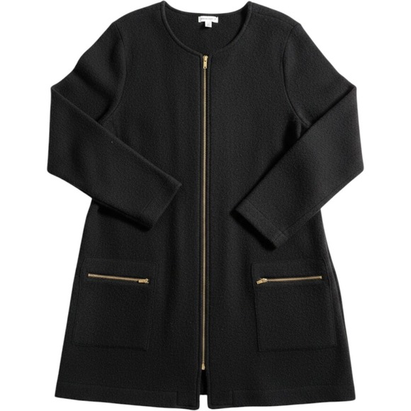 Charter Club Sweaters - Charter Club Womens XL Black 100% Merino Wool Full Zip Longline Cardigan Coat K4